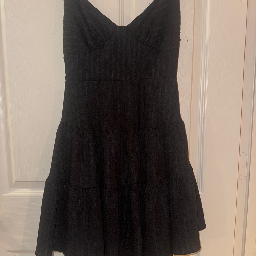 American Threads Black Sleeveless Sweetheart Mini Dress